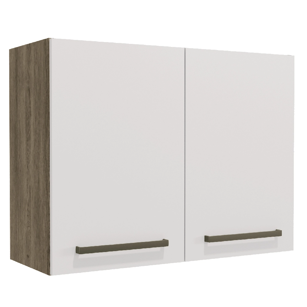 Armário Aéreo de 80 cm 2 Portas G721 Kappesberg Nogal e Branco