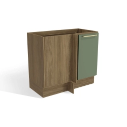 Balcão de Canto Botanic Kappesberg M625 1 Porta Nogueira e Verde Oliva