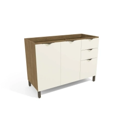  Balcão de pia Kappesberg Lótus 2 portas 3 gavetas J725 - Freijó/off White  