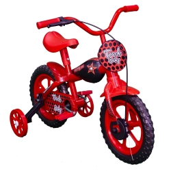 Bicicleta Tracktor Ladybug Aro 12 Vermelha e Preta