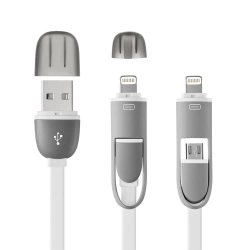 Cabo Micro USB 2 em 1 Com Adaptador Lightning iPhone Multilaser WI334