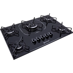Cooktop 5 Bocas Chama Tripla Agile Up Glass Atlas Preto