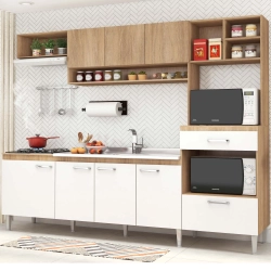 Cozinha Compacta Inova CC120 Fellicci Carvalho e Branco