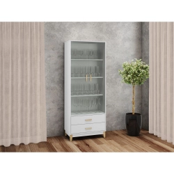 Cristaleira 2 portas 2 gavetas Legno LE6013 Movelbento Branco