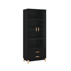Cristaleira 2 portas 2 gavetas Legno LE6013 Movelbento Preto