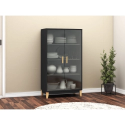 Cristaleira 2 portas 3 prateleiras Legno LE6014 Movelbento Preto