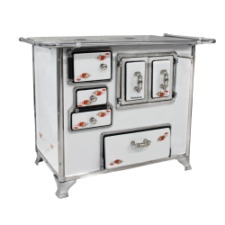 Fogão A Lenha Venâncio N°02 Com Gabinete Saída à Direita Branco Flor