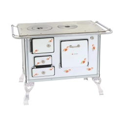 Fogão a Lenha Venâncio N°01 Tradicional Saída à Direita Branco Flor sem Tampa
