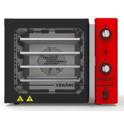 Forno convector smart Basic FCSB4E 4 esteiras 55L Venâncio preto e painel vermelho