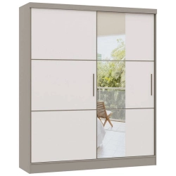 Guarda Roupa Castro Classic 0621A 2 portas 2 gavetas com espelho Niquel/ Blanc