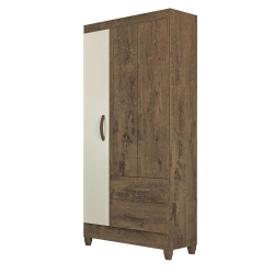 Guarda Roupa Certel Atualle 3 Portas 2 Gavetas Mocaccino Rústico e Off White