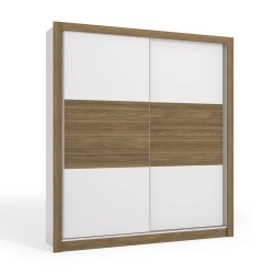 Guarda Roupa Kappesberg M561 2 Portas de Correr e 3 Gavetas Branco e Nogueira	