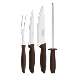 Kit Churrasco Lâminas Inox Plenus 4 Peças Tramontina Marrom 