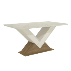 Mesa CSJ749 tampo com vidro Kappesberg Freijó/ Off white