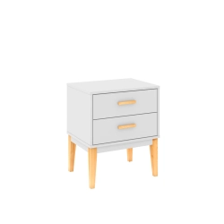 Mesa de Cabeceira 2 gavetas Legno LE6007 Movelbento Branco 