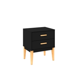 Mesa de Cabeceira 2 gavetas Legno LE6007 Movelbento Preto