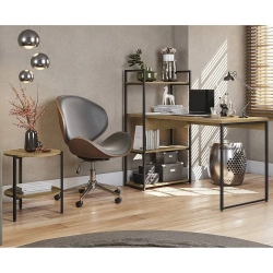  Mesa para escritório Kappesberg 3 prateleiras LI010 Freijó/Preto