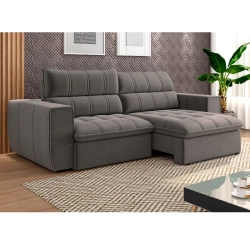 Sofá Retrátil e Reclinável Arte Cúbica Toronto Suede Bege