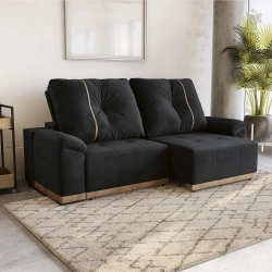 Sofá Retrátil Reclinável Esmeralda Kappesberg Preto