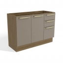 Balcão de Pia Botanic Kappesberg M624 2 Portas 3 Gavetas Nogueira e Fendi