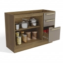 Balcão de Pia Botanic Kappesberg M624 2 Portas 3 Gavetas Nogueira e Fendi
