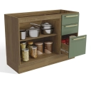 Balcão de Pia Botanic Kappesberg M624 2 Portas 3 Gavetas Nogueira e Verde Oliva