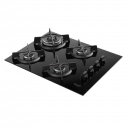 Cooktop 4 Bocas Preto com Mesa de Vidro e Tripla Chama Dako Supreme Bivolt