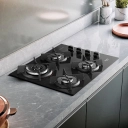 Cooktop 4 Bocas Preto com Mesa de Vidro e Tripla Chama Dako Supreme Bivolt