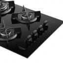 Cooktop 4 Bocas Preto com Mesa de Vidro e Tripla Chama Dako Supreme Bivolt