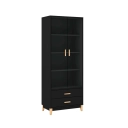 Cristaleira 2 portas 2 gavetas Legno LE6013 Movelbento Preto