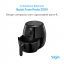 Fritadeira Sem Óleo Quick Fryer Elgin 4 Litros Preta 220V