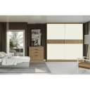 Guarda Roupa Casal 2 Portas de Correr 2 Gavetas J558 Kappesberg Freijó Off White