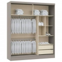 Guarda Roupa Castro Classic 0621A 2 portas 2 gavetas com espelho Niquel/ Blanc