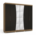 Guarda Roupa Kappesberg CB1PM556 6 Portas Com Espelho Nogueira e Preto