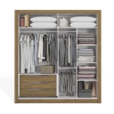 Guarda Roupa Kappesberg M561 2 Portas de Correr e 3 Gavetas Branco e Nogueira	