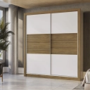 Guarda Roupa Kappesberg M561 2 Portas de Correr e 3 Gavetas Branco e Nogueira	