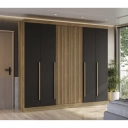 Guarda Roupa Kappesberg M562 6 Portas e 3 Gavetas Nogueira e Preto Fosco