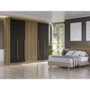 Guarda Roupa Kappesberg M562 6 Portas e 3 Gavetas Nogueira e Preto Fosco