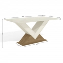 Mesa CSJ749 tampo com vidro Kappesberg Freijó/ Off white