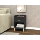 Mesa de Cabeceira 1 gaveta 1 nicho Legno LE6006 Movelbento Preto