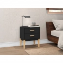 Mesa de Cabeceira 2 gavetas Legno LE6007 Movelbento Preto
