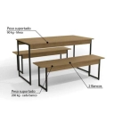 Mesa de jantar industrial Kappesberg com 2 bancos LI013 Freijó/Preto