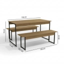 Mesa de jantar industrial Kappesberg com 2 bancos LI013 Freijó/Preto