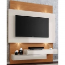 Painel Para Tv Dalla Costa TB120L 2 Gavetas Luz Led Off White Freijó