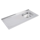 Pia de cozinha Ghel Plus em Inox 120x53 com cuba Direita